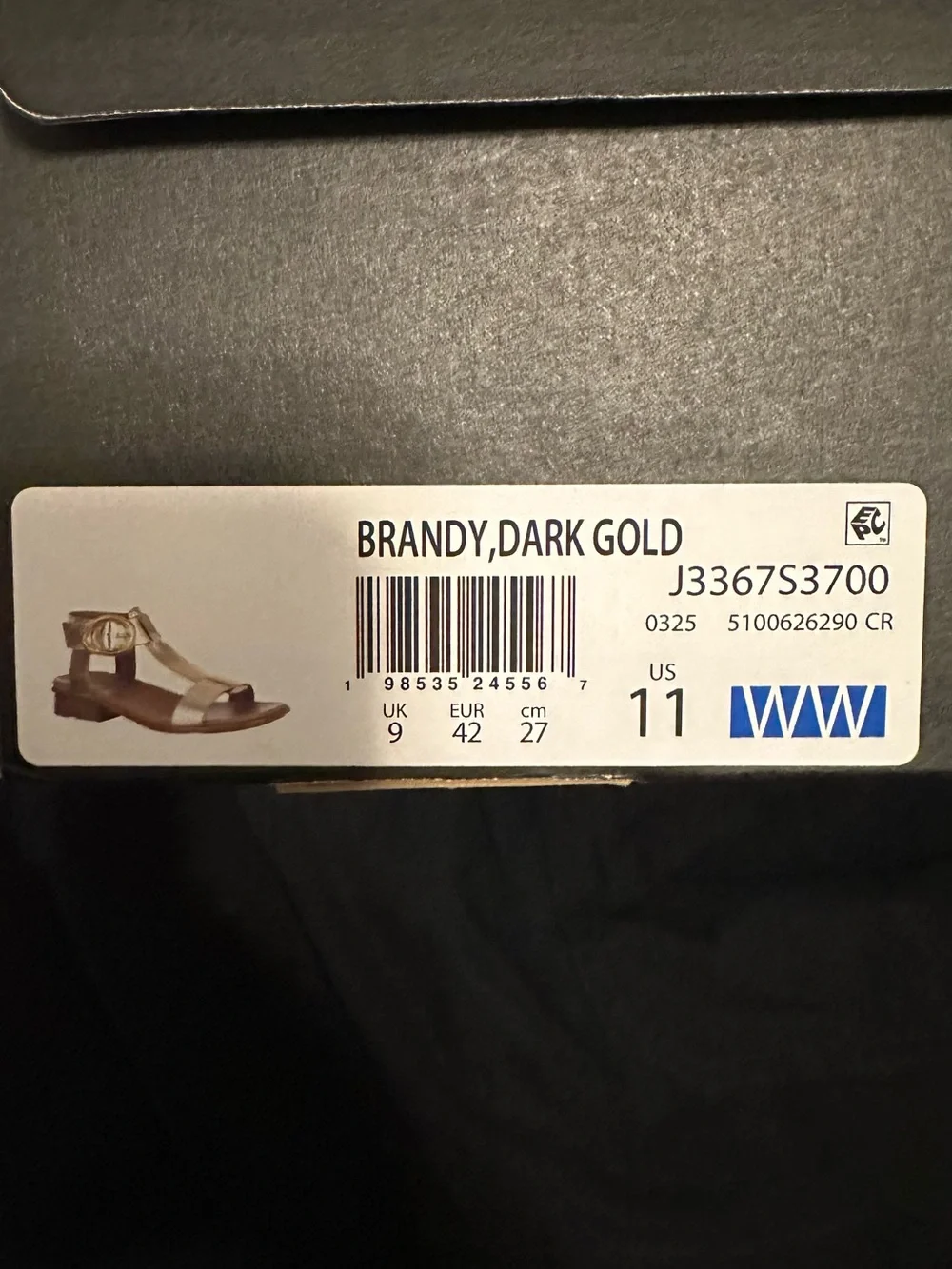 Naturalizer Brandy Metallic Gold T-Strap Sandal NWOB Women’s 11WW